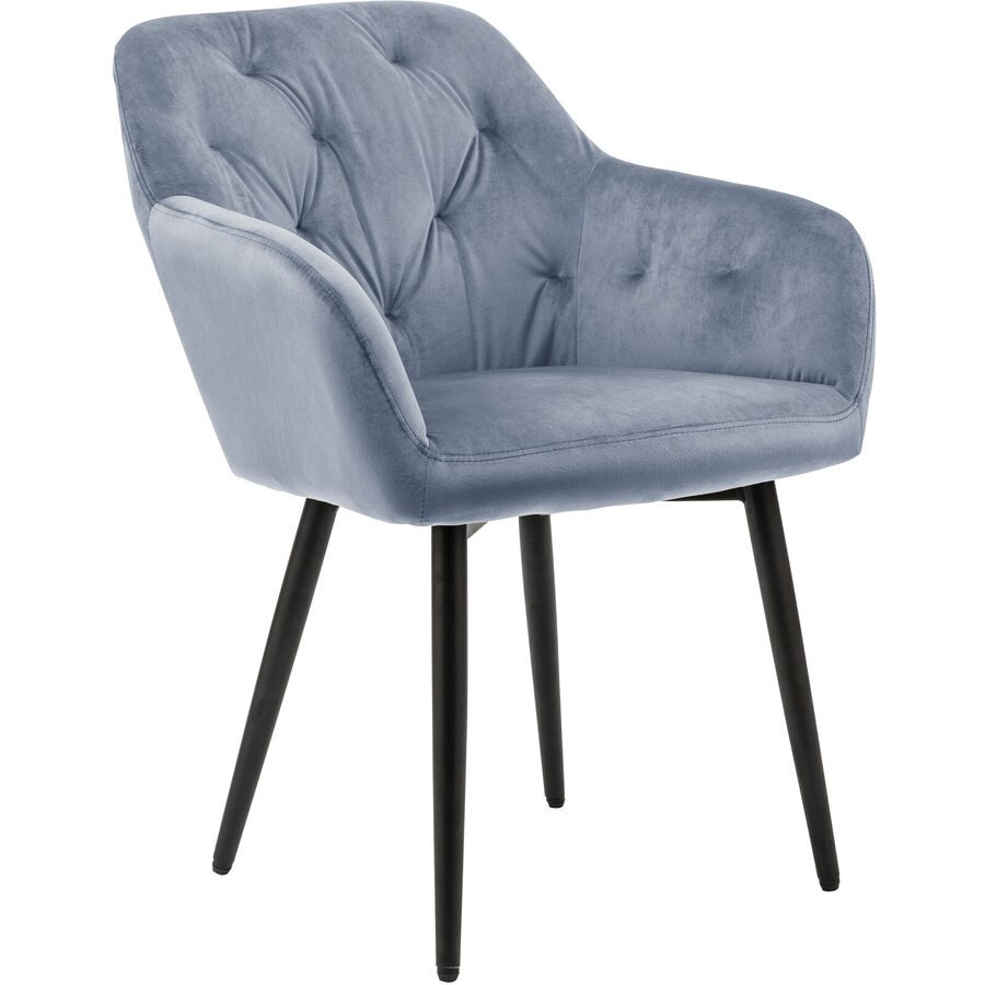 Stuhl Denise Grau Samt 61 cm Höhenverstellbar (manuell) - Farbe: hellgrau - Stuhl
