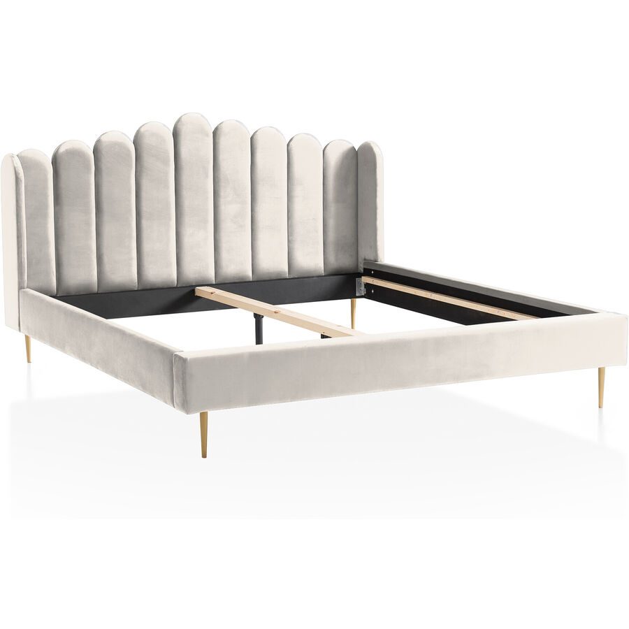 Bett Sergio Beige Samt 140 x 200 cm - Bett