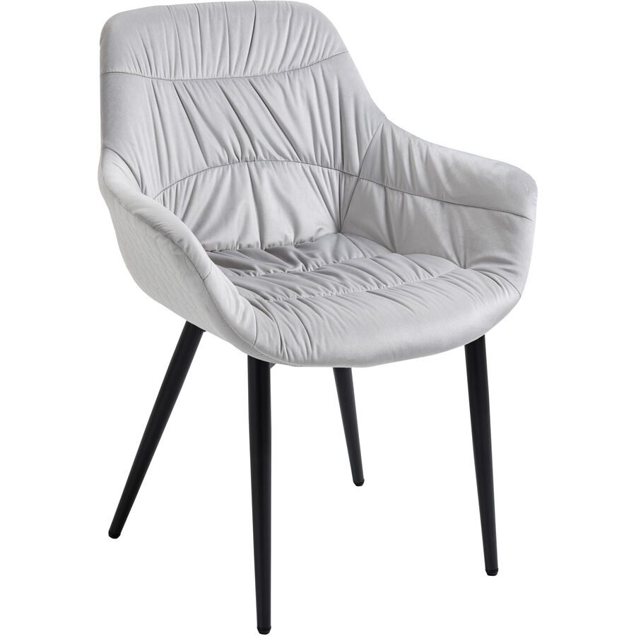 Stuhl Karol Grau Samt/Polyester 63 cm - Farbe: hellgrau - Stuhl