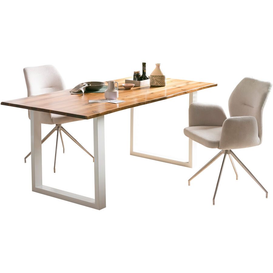 Tisch Sergio Weiss/Braun Holz 180 cm - Farbe: natur/weiss - Material: Akazie - Tisch