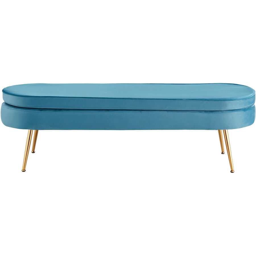 Hocker Khloe Blau/Gold Samt/Metall 142 cm 41 cm - Farbe: Blau, Gold - Material: Samt, Metall - Hocker
