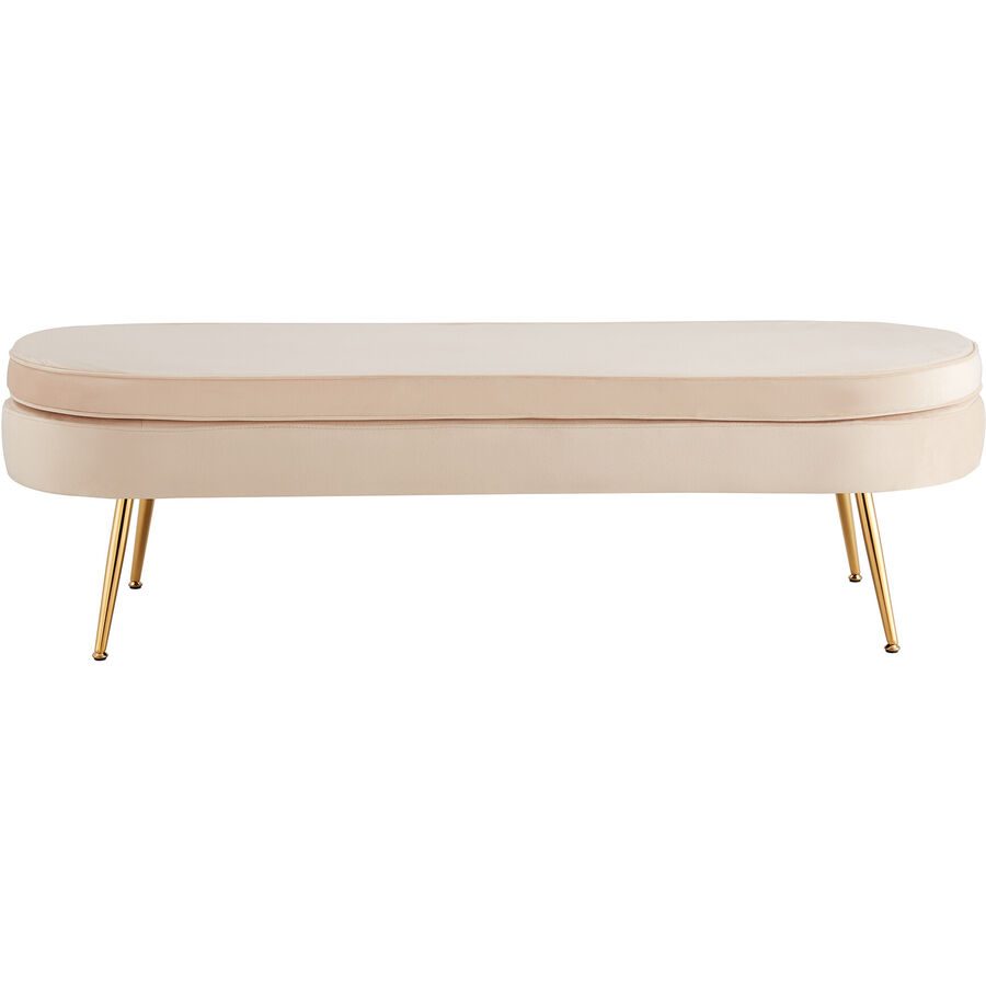 Hocker Khloe Beige/Gold Samt/Metall 142 cm 41 cm - Farbe: Beige, Gold - Material: Samt, Metall - Hocker