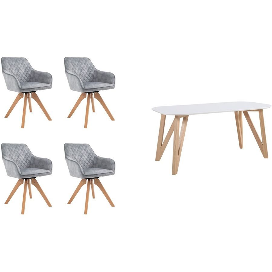 Essgruppe Yasmin Grau Samt - Essgruppe