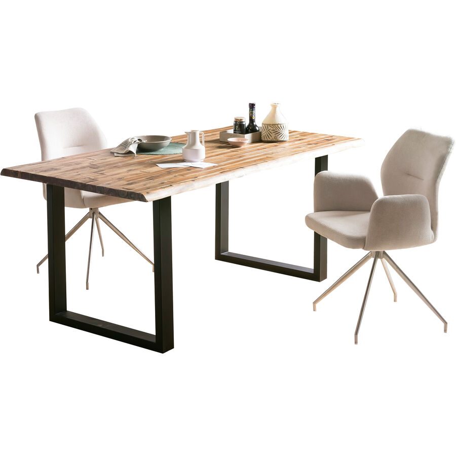 Tisch Sergio Schwarz/Braun Holz 200 cm - Farbe: schwarz/natur - Material: Akazie - Tisch
