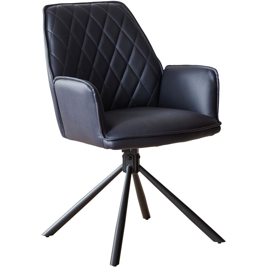 Stuhl Elea Blau Polyester/Metall 59 cm Drehbar - Farbe: Dunkelblau - Material: Microfaser/Polyester/Metall - Stuhl
