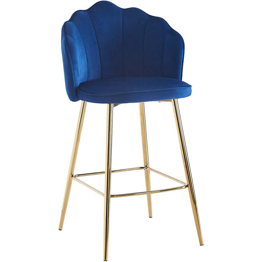 Barhocker Pedro Blau/Gold Samt 52 cm 100 cm - Farbe: Dunkelblau - Barhocker
