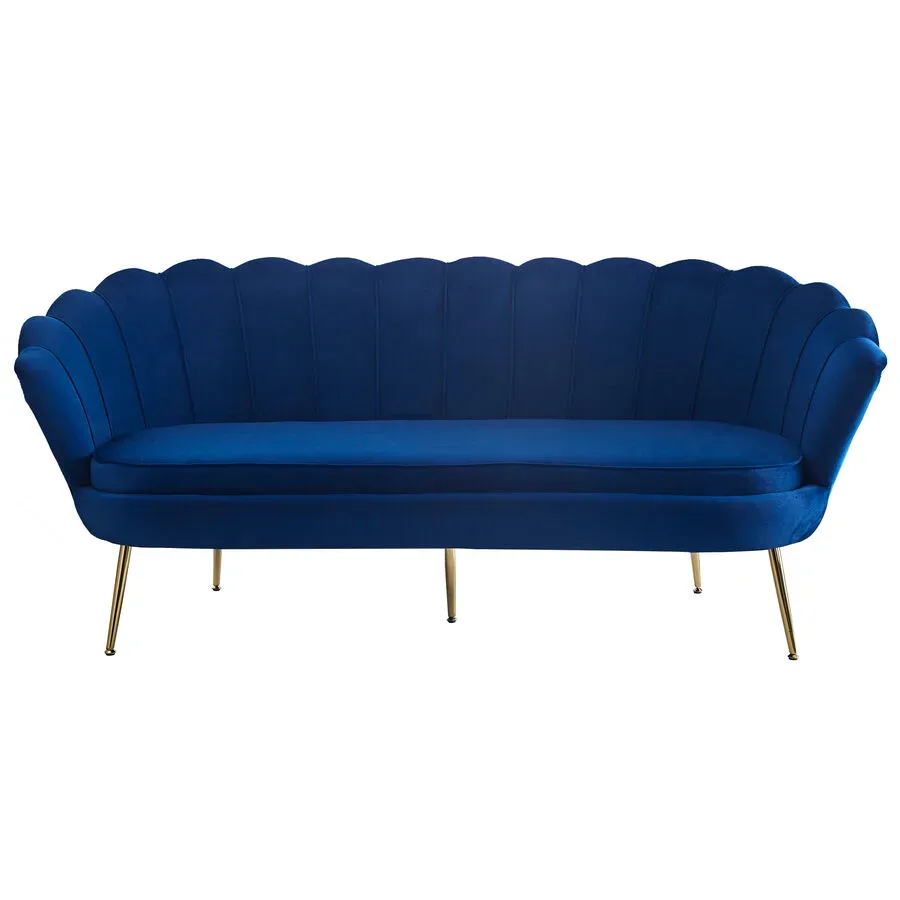 Sofa Pedro Blau Stoff 180 cm 76 cm - Farbe: Dunkelblau - Material: Samt - Sofa