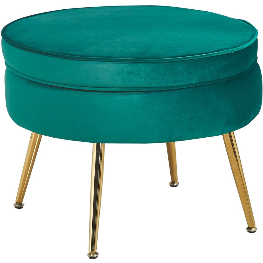 Hocker Khloe Grün/Gold Samt/Metall 52 cm 41 cm - Farbe: Grün, Gold - Material: Samt, Metall - Hocker