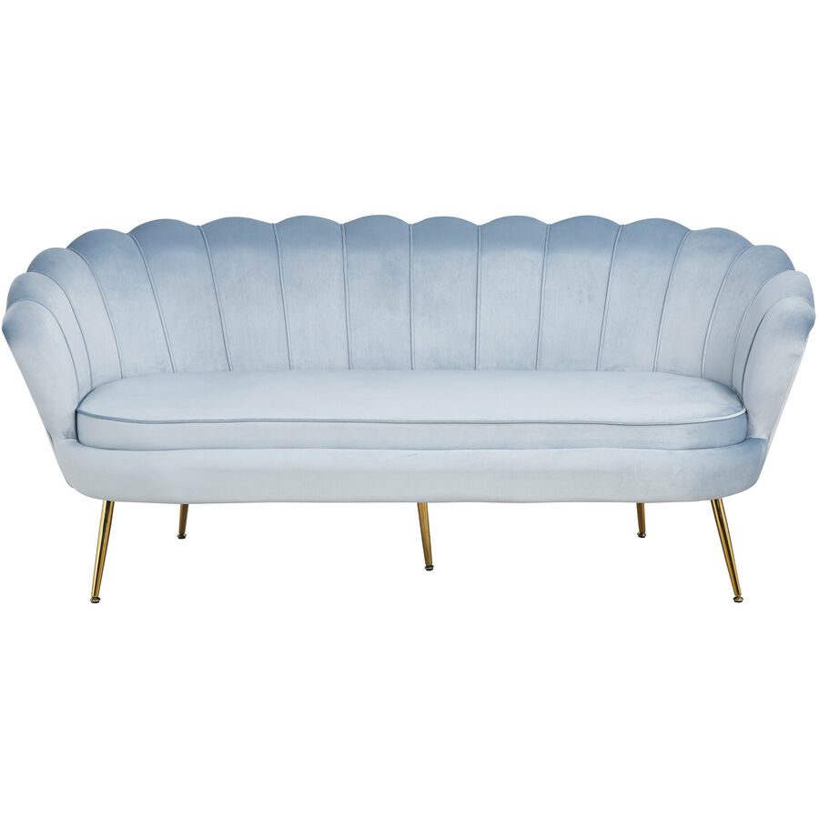 Sofa Pedro Grau Stoff 180 cm 76 cm - Farbe: hellgrau - Material: Samt - Sofa