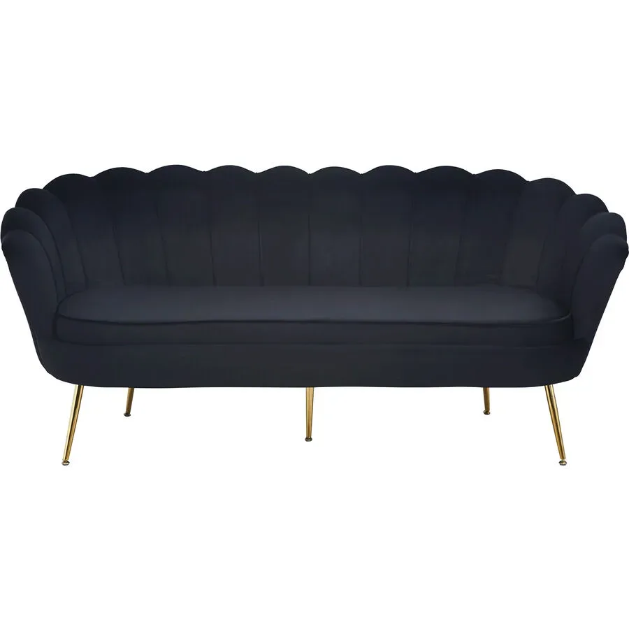 Sofa Pedro Schwarz Stoff 180 cm 76 cm - Material: Samt - Sofa
