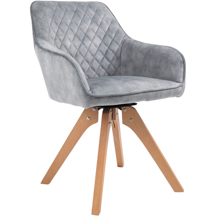 Stuhl Michele Grau Samt 59 cm Drehbar - Stuhl