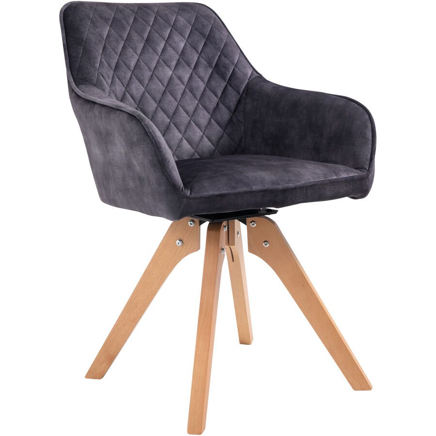 Stuhl Michele Schwarz Samt 59 cm Drehbar - Stuhl