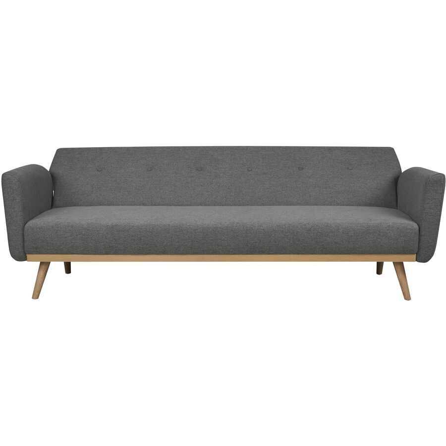 Sofa Calvin Grau/Braun Stoff/Holz/Federn 212 cm 85 cm - Farbe: Grau, Natur - Material: Stoff, Birke, Federn - Sofa
