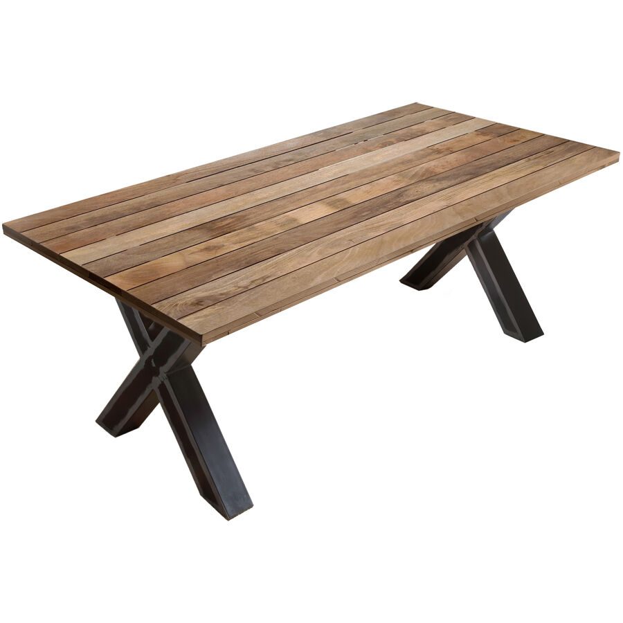 Tisch Remo Braun/Schwarz Holz 180 cm - Farbe: Natur/Antikschwarz - Material: Mango - Tisch