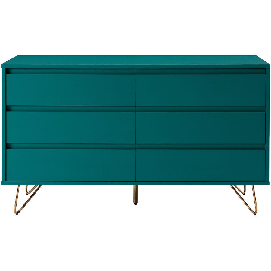 Kommode Austin Blau/Grün/Gold MDF/Metall 120 cm 40 cm - Farbe: Türkis, Gold - Material: MDF, Metall - Kommode