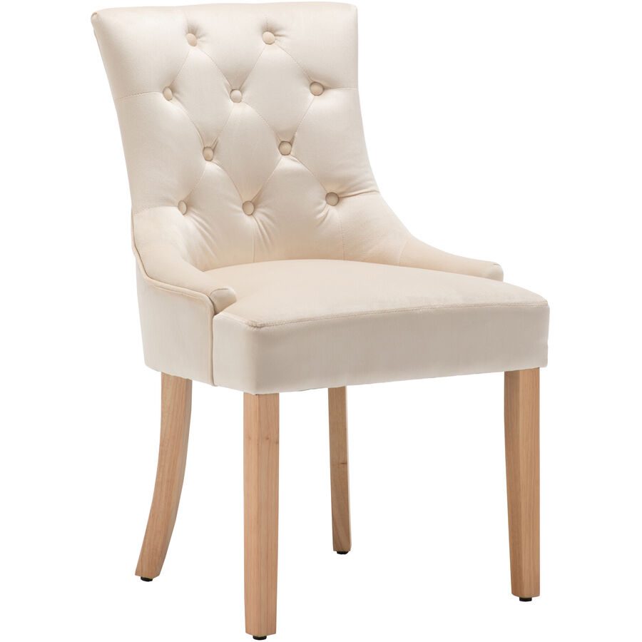Stuhl 2er-Set Loris Beige Stoff/Holz 56 cm - Farbe: creme - Material: Stoff/Hevea - Stuhl 2er-Set
