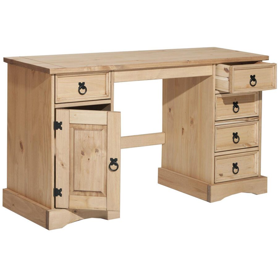 Schreibtisch Julio Braun Holz 140 cm - Farbe: natur - Material: Kiefer - Schreibtisch