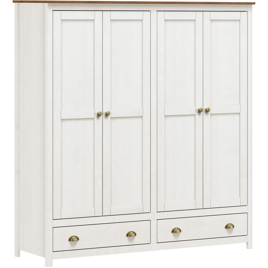 Kleiderschrank Julio Weiss Holz 176 cm 54 cm 185 cm - Material: Kiefer - Kleiderschrank
