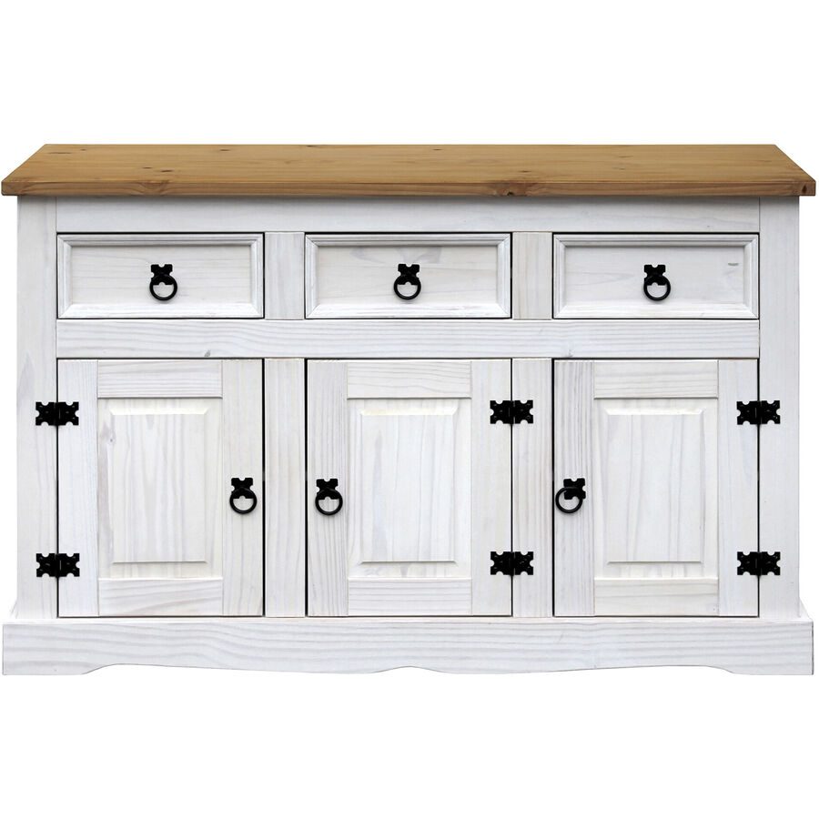 Sideboard Julio Braun/Weiss Holz 130 cm 80 cm - Farbe: weiss/natur - Material: Kiefer - Sideboard