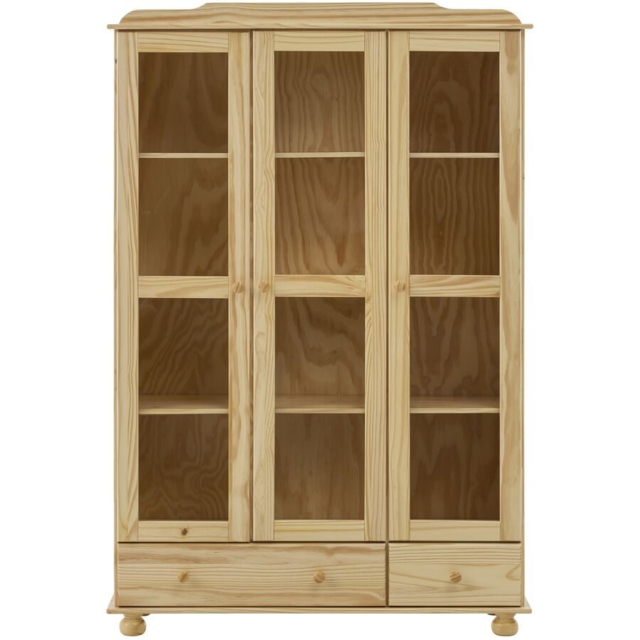 Vitrine Julio Braun Holz/Glas 126 cm 189 cm 35 cm - Farbe: natur - Material: Kiefer/Glas - Vitrine