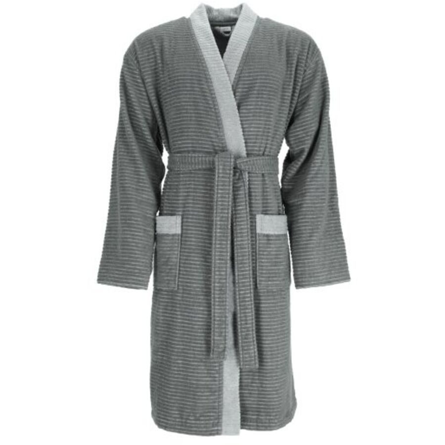 Esprit - Double Stripe Bademantel, für Herren, Anthrazit, Größe M