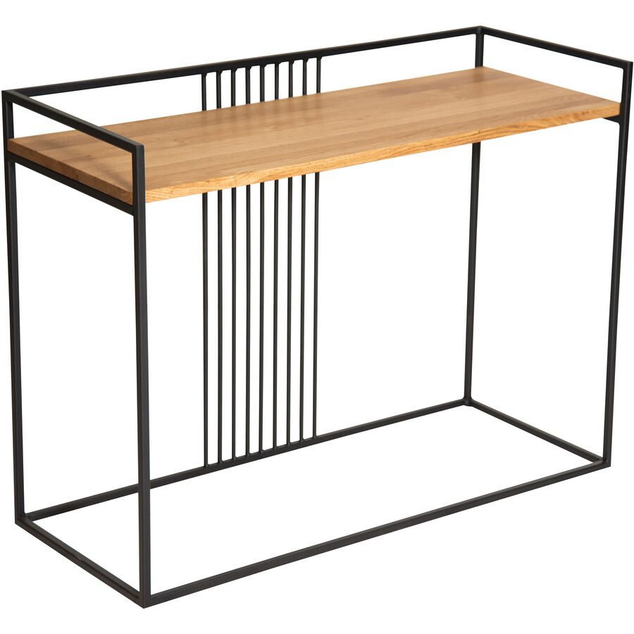 Konsole Wise Braun/Schwarz Holz/Metall 100 cm - Farbe: natur geölt - Material: Wildeiche/Metall - Konsole