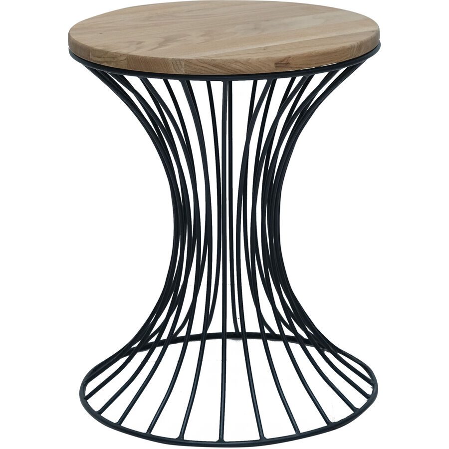 Beistelltisch Miko Braun/Schwarz Holz/Metall 40 cm - Farbe: natur geölt - Material: Wildeiche - Beistelltisch