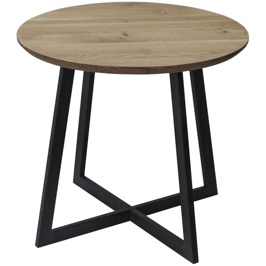 Beistelltisch Miku Braun/Schwarz Holz/Metall 50 cm - Farbe: natur geölt - Material: Wildeiche - Beistelltisch