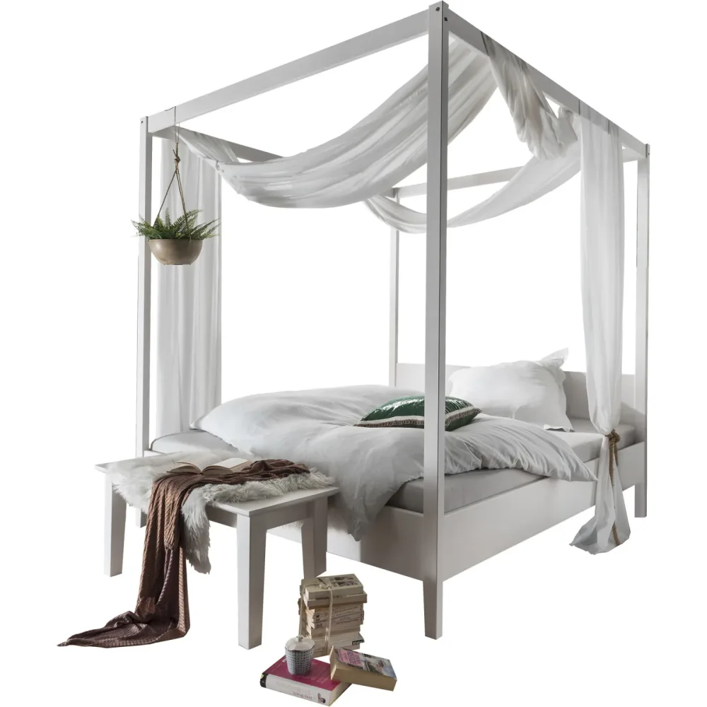 Himmelbett Ciello Weiss Holz 180 x 200 cm - Material: Kiefer - Himmelbett