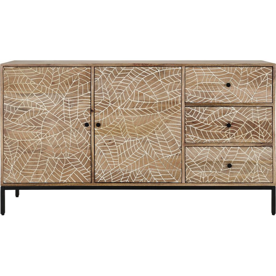Sideboard Tigano Braun/Weiss<multisep/>Schwarz Holz<multisep/>Metall 42 cm 80 cm - Farbe: Natur, Weiss, Schwarz - Material: Mangoholz, Metall -