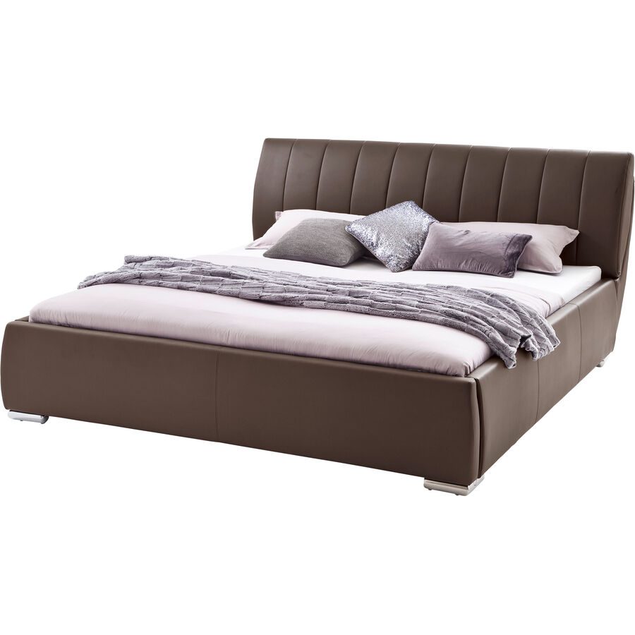 Bett Camillo Braun/Grau Kunstleder 200 x 200 cm - Bett
