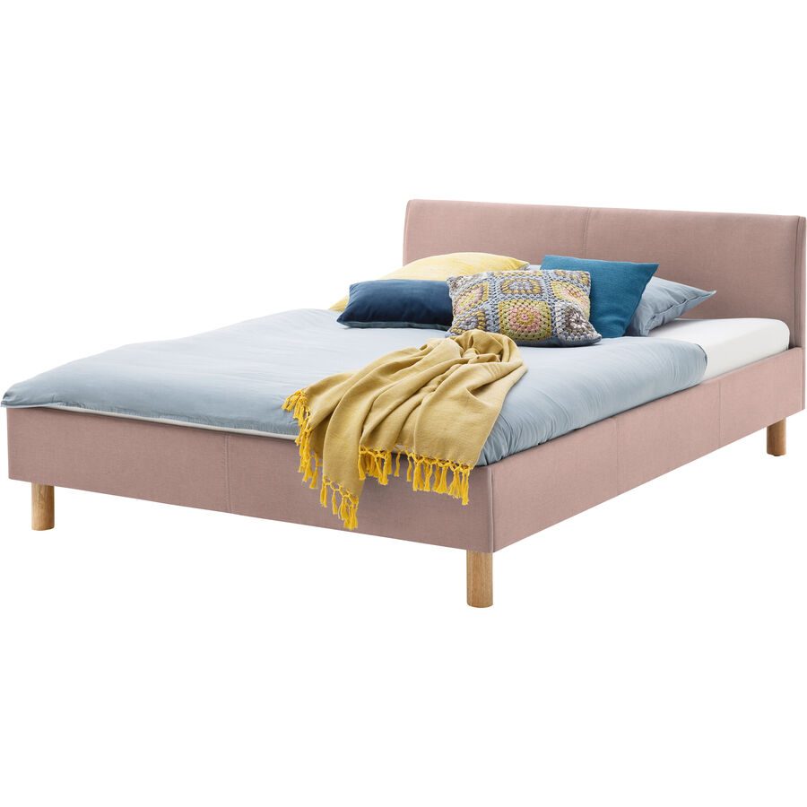 Bett Camilla Rosa Polyester/Stoff 120 x 200 cm - Farbe: Altrosa - Bett