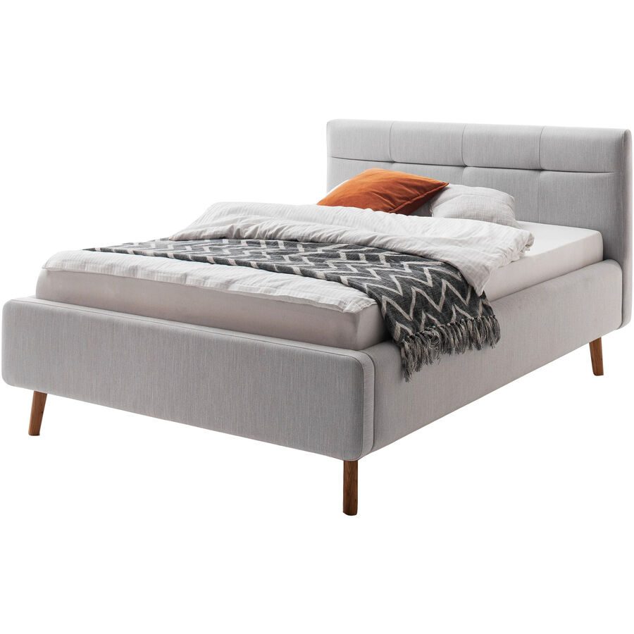 Bett Euvil Grau Polyester 140 x 200 cm - Farbe: hellgrau - Bett