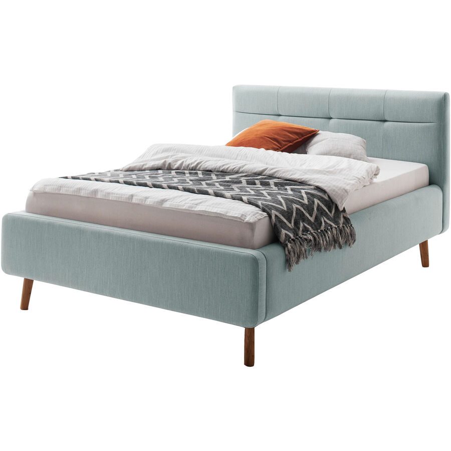 Bett Euvil Blau Polyester 140 x 200 cm - Farbe: eisblau - Bett