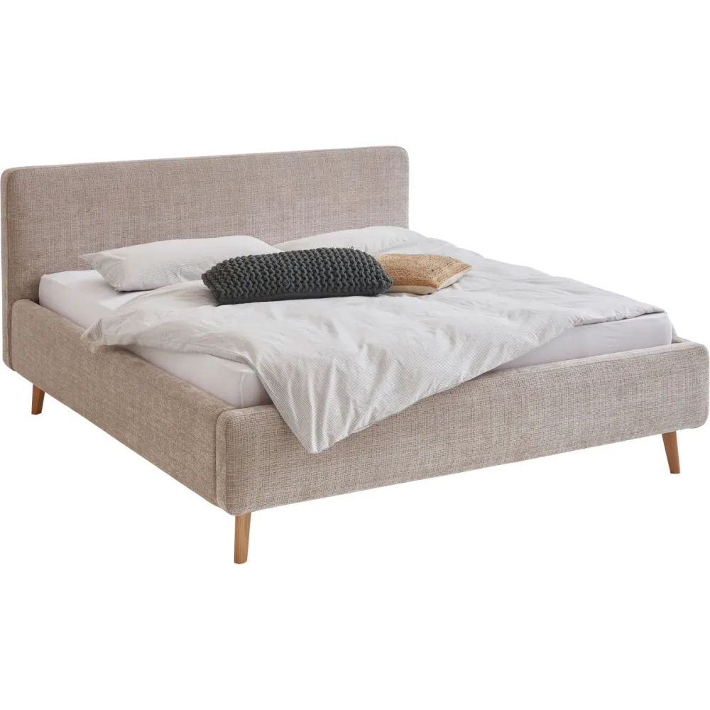 Bett Senja Beige Baumwolle/Polyester 180 x 200 cm - Material: Polyester/Baumwolle - Bett