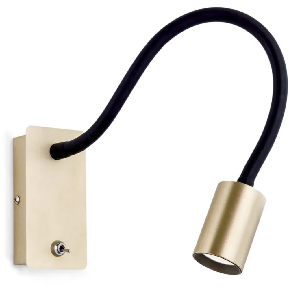 Wandlampe Kurt Stahl 46 cm - Farbe: messing matt - Lichtfarbe: Warmweiss - Wandlampe