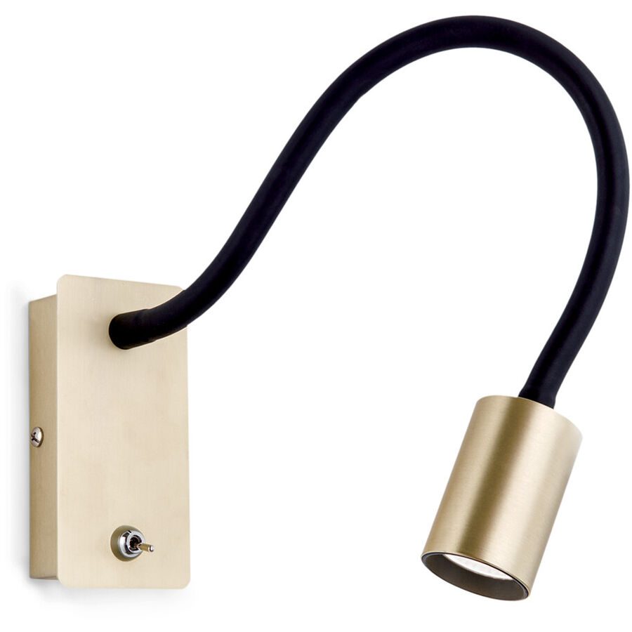 Wandlampe Kurt Stahl 46 cm - Farbe: messing matt - Lichtfarbe: Warmweiss - Wandlampe