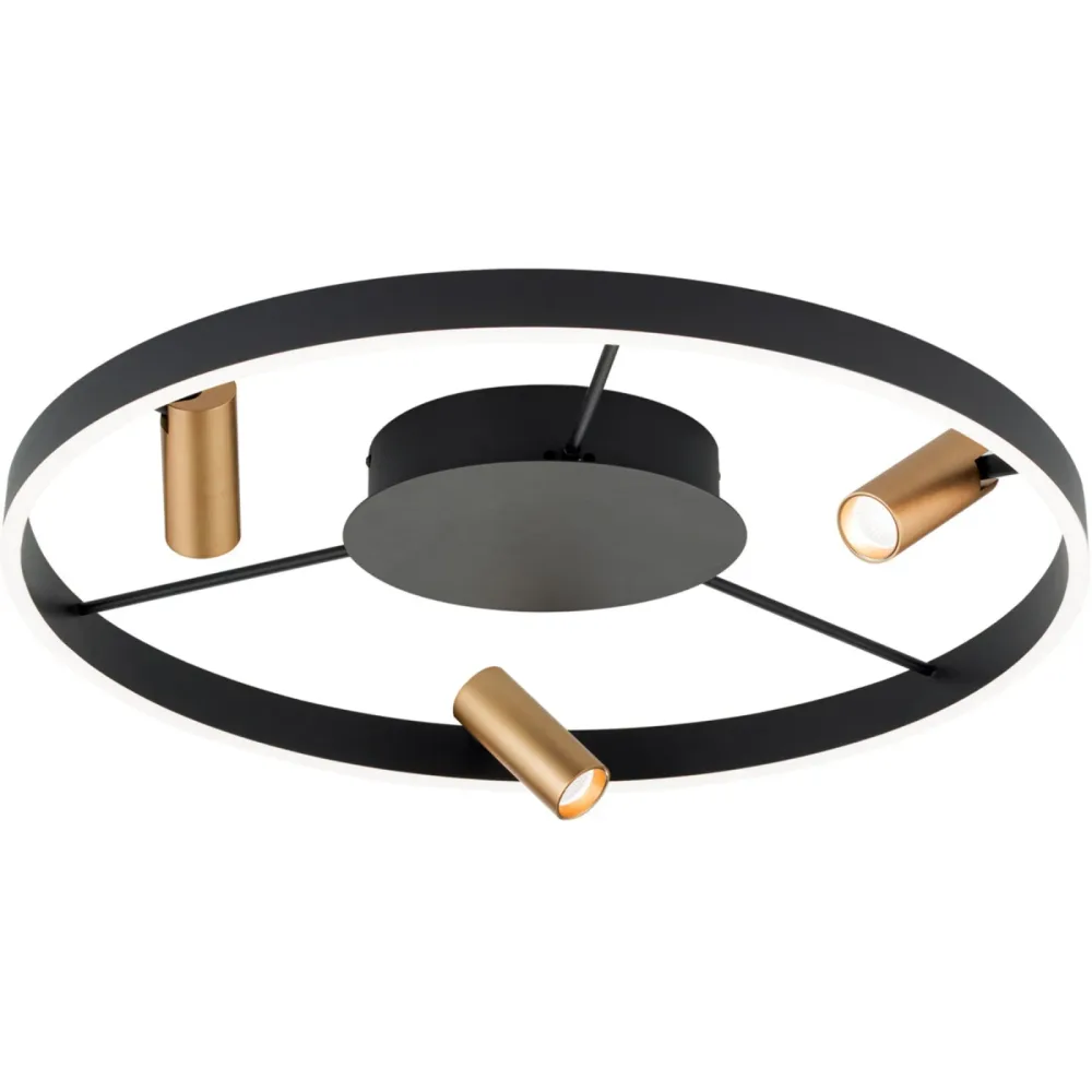 Deckenlampe Ornament Gold/Schwarz Stahl 61.5 cm 61.5 cm - Farbe: schwarz-gold - Lichtfarbe: Warmweiss - Deckenlampe