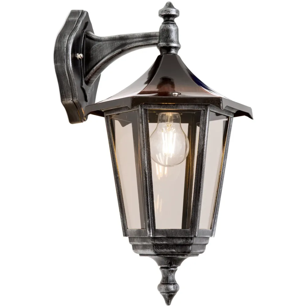 Wandlampe aussen Hermine Schwarz/Silber 30 cm - Material: Siluminguss - Wandlampe aussen