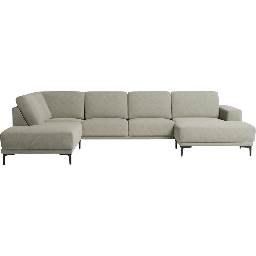 Ecksofa Bivio Beige/Grau Polyester 345 cm 210 cm - Farbe: graubeige - Material: Polyester/Polypropylen - Ecksofa