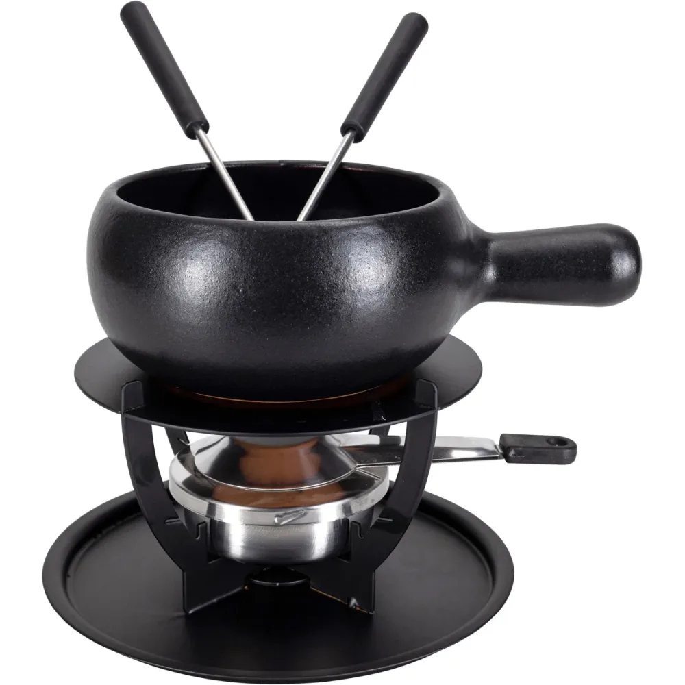 Fondue-Set Traditional Schwarz Terracotta - Farbe: schwarz matt - Fondue-Set