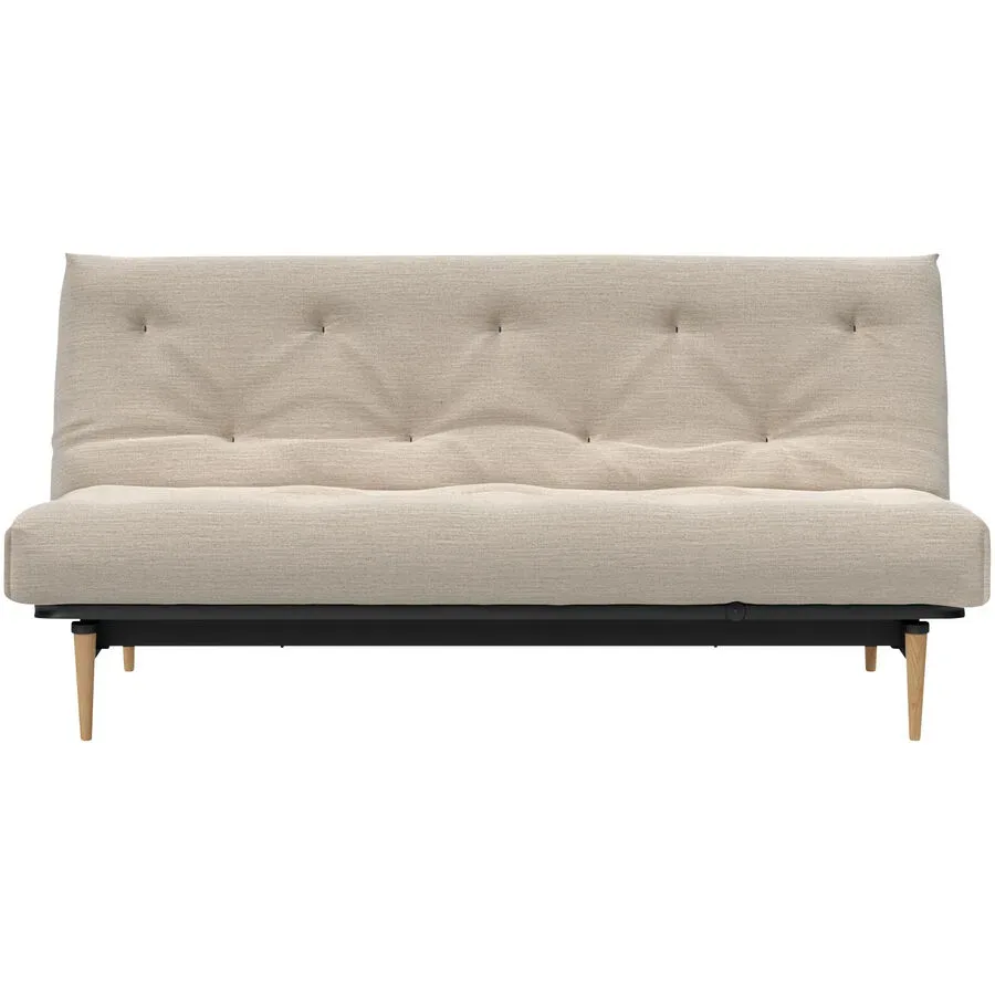Innovation Bettsofa Rehalp Beige/Braun Stoff/Holz/Metall 200 cm 100 cm Verstellbare Lehne - Farbe: Sand, Natur - Material: Stoff, Holz, Metall -