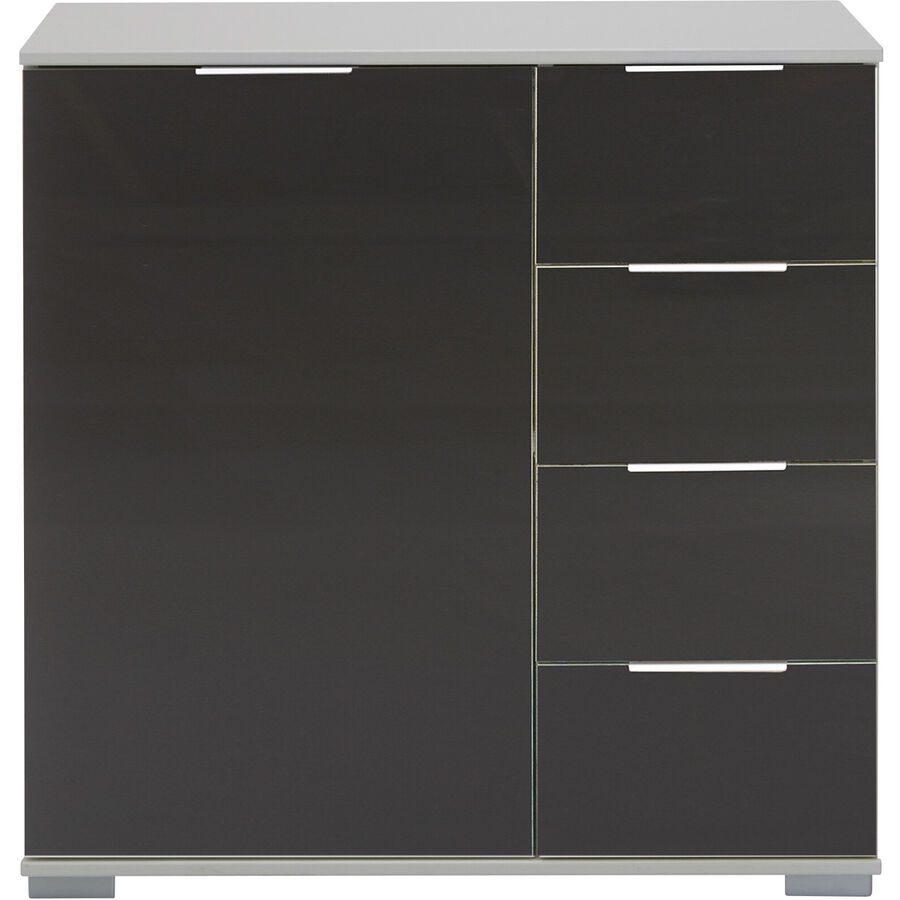 Kommode Peyton C Grau Holzwerkstoff/Glas 81 cm 41 cm - Farbe: Grey - Kommode