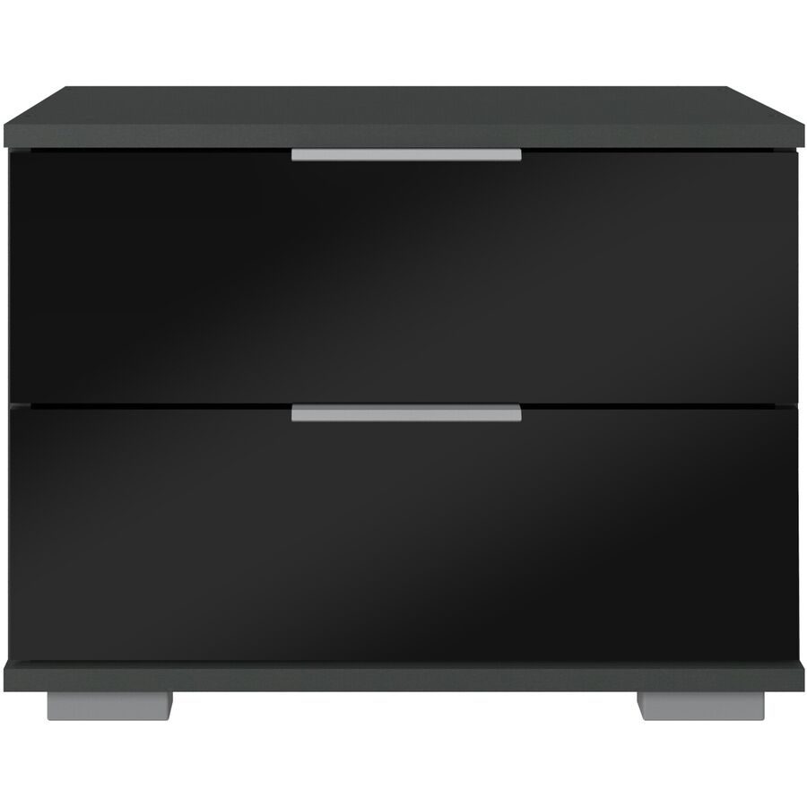 Nachttisch Peyton C Schwarz/Grau Holzwerkstoff/Aluminium/Glas 52 cm - Material: Spanplatte - Nachttisch
