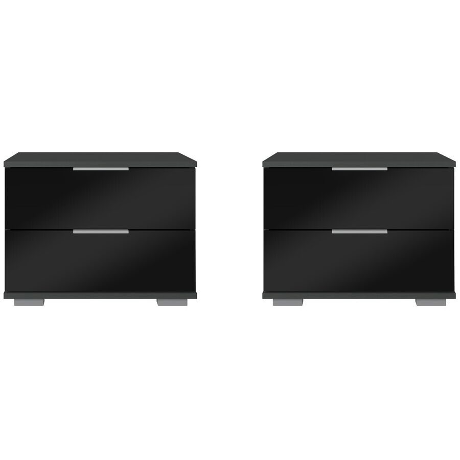 Nachttisch Peyton C Schwarz/Braun Holzwerkstoff/Glas 52 cm - Farbe: schwarz, natur - Material: Spanplatte, Kunststoff - Nachttisch