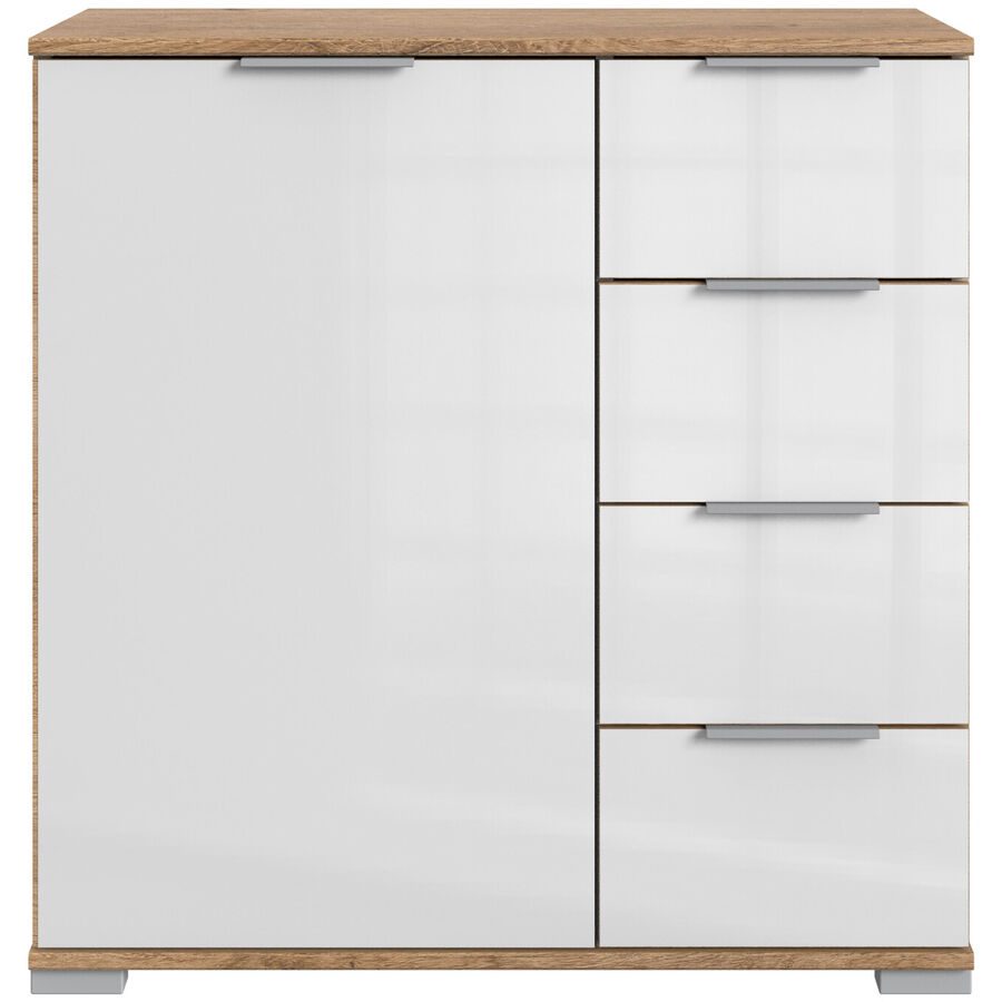 Kommode Peyton C Weiss Holzwerkstoff/Glas 81 cm 41 cm - Kommode