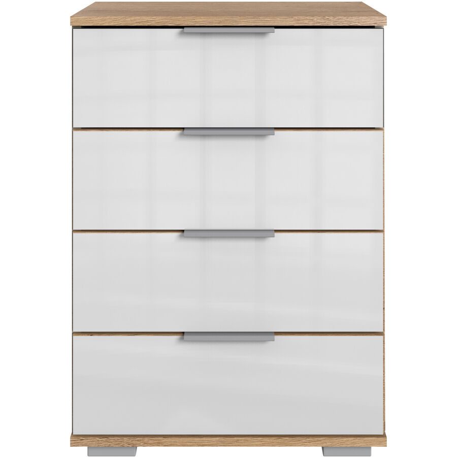 Nachttisch Peyton C Weiss/Braun Holzwerkstoff/Aluminium/Glas 52 cm - Nachttisch