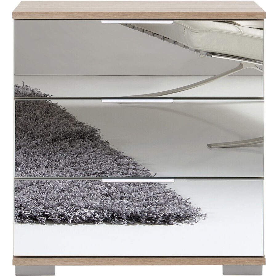 Nachttisch Peyton C Braun Holzwerkstoff/Aluminium/Glas/Kunststoff 52 cm - Farbe: Spiegelglas - Nachttisch