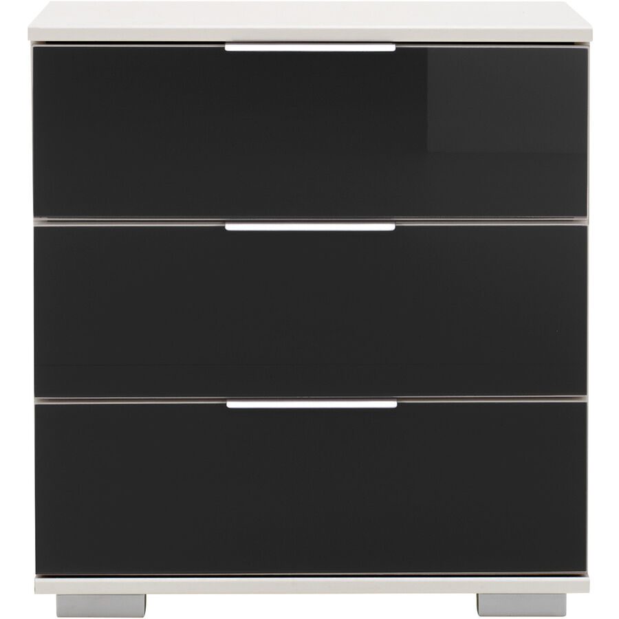 Nachttisch Peyton C Schwarz/Weiss Holzwerkstoff/Glas/Aluminium 52 cm - Nachttisch