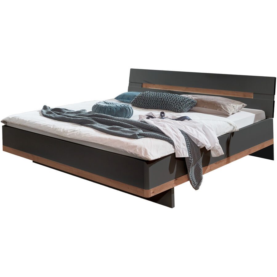 Bett Shane Grau/Braun Holzwerkstoff 160 x 200 cm - Farbe: Eiche/graphit - Bett